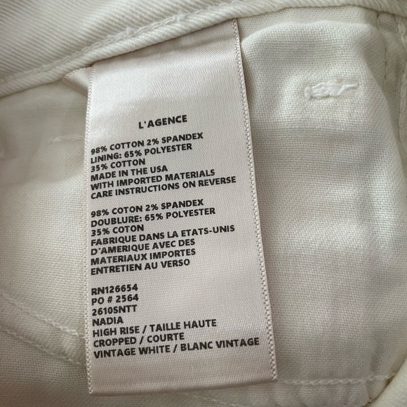 L'agence Nadia Jeans 24 High Rise Cropped Straight Stretch Pant Metallic Striped - Picture 6 of 15